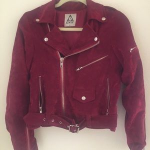Unif red velvet motorcycle jacket